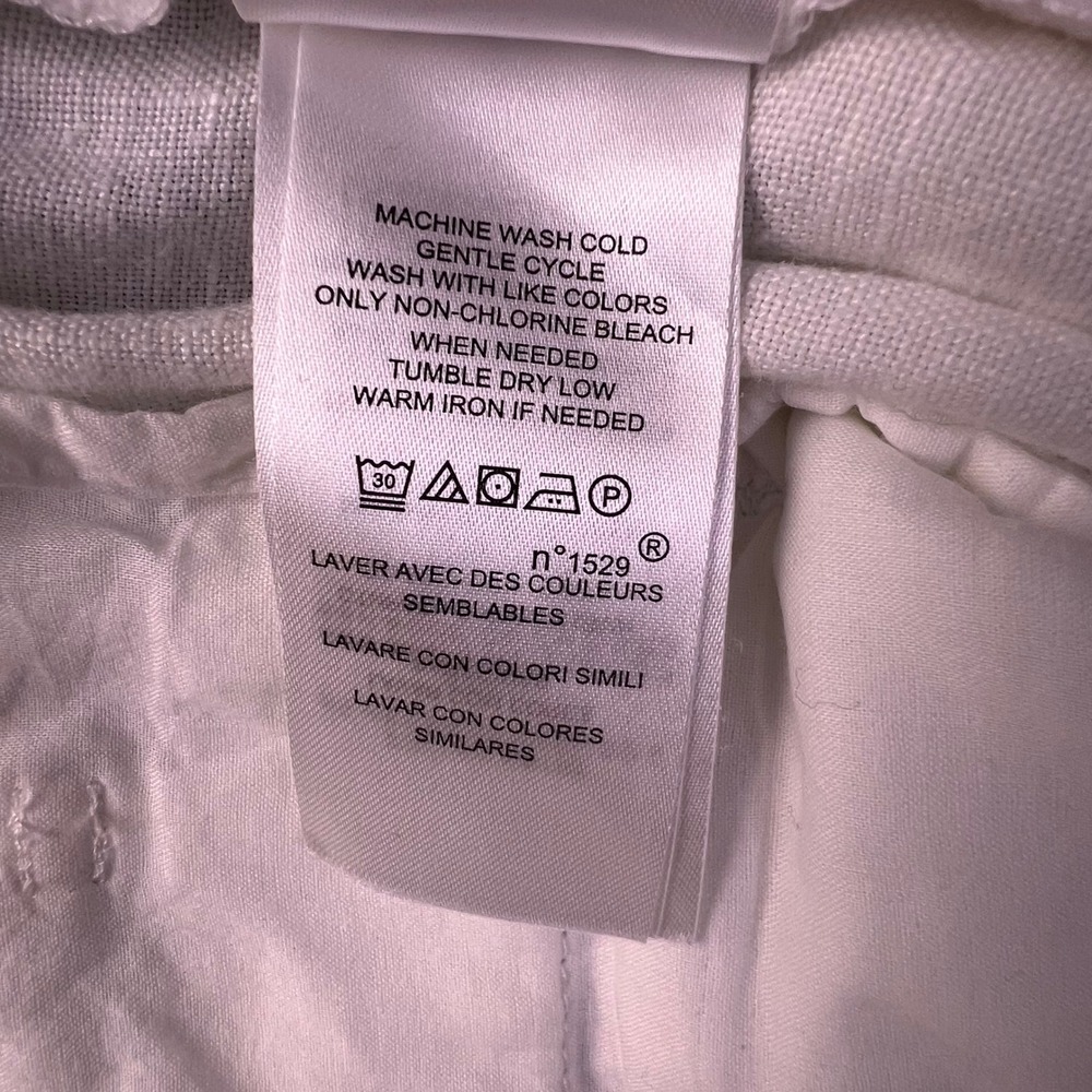 Lauren Ralph Lauren White 100% Linen Paperbag Waist Belted Shorts Women's 0 - Picture 4 of 8